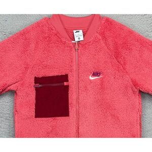 Nike Jacket Girls XL Pink Full Zip Hi Pile Sherpa Extended Full Zip Pocket Youth
